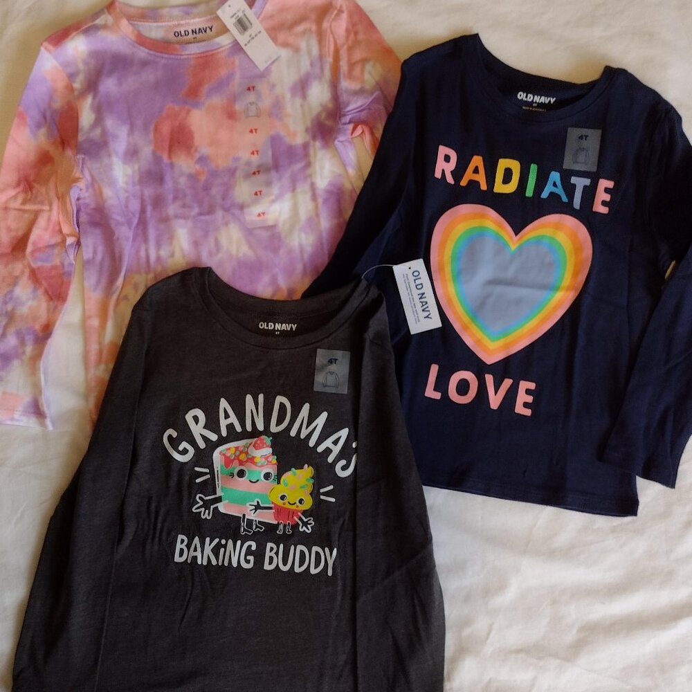Lot of 3 Old Navy Long sleeve T-shirts 4T New with Tags